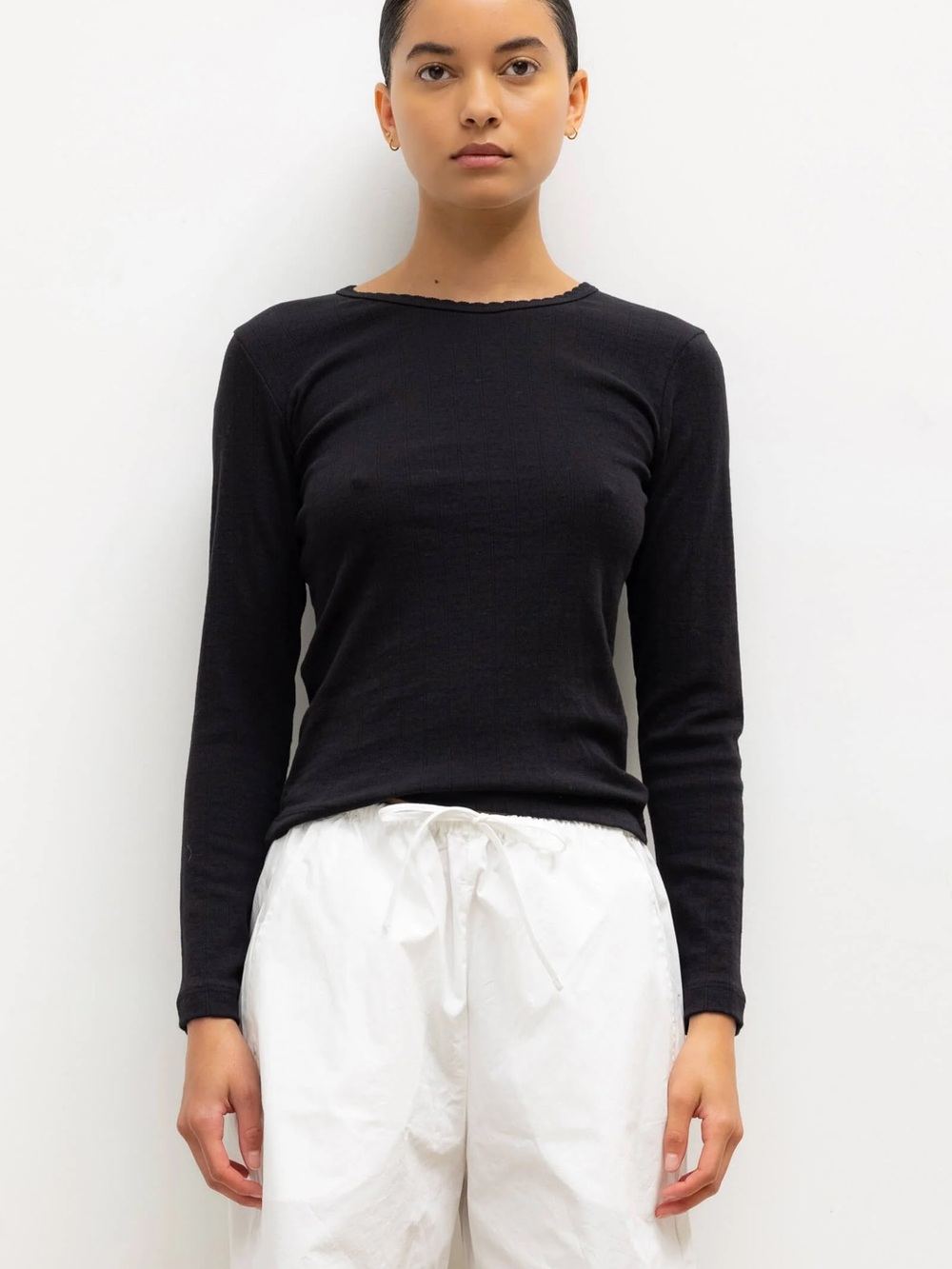 LESET Pointelle Slim Fit Long Sleeve